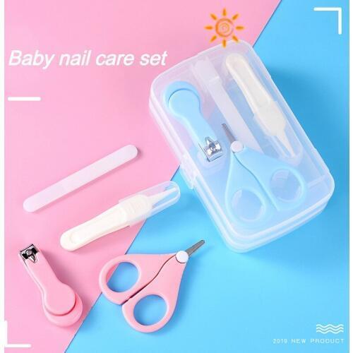 Baby nail scissors four-piece baby safety nail clippers infant nail file combination set multi-color choice nail care supplies