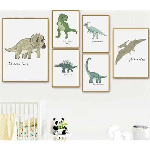 Dinosaur Tyrannosaurus Triceratops Nursery Wall Art Canvas Painting Nordic Posters And Prints Wall Pictures Kids Boy Room Decor