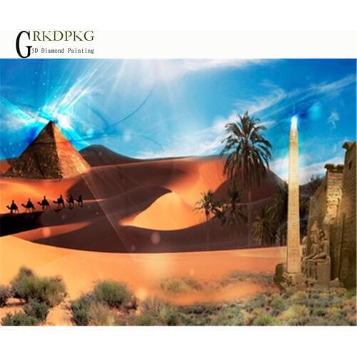 GRKDPKJ 5d diamond painting desert buildi full square diamond embroidery Cross stitch pictures of rhinestones Wedding decoration