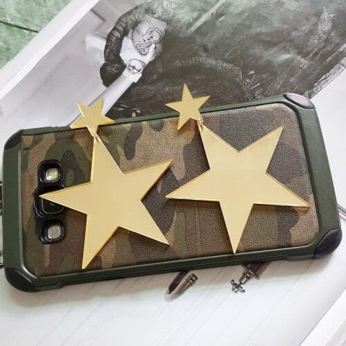 Hyperbole Fashion Big Pentagram Shiny Mirrored Acrylic Drop Earrings For Women Trendy Gold Color Star Party Earring