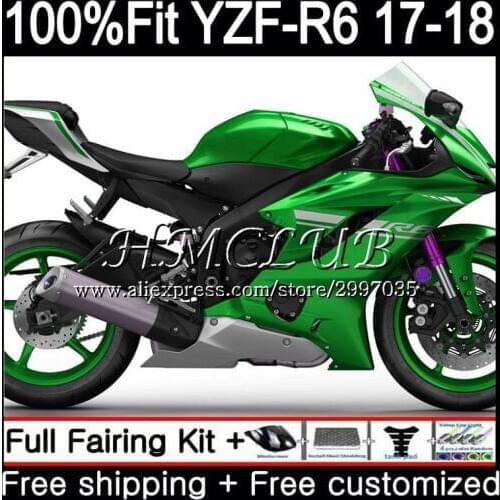 Injection Body For YAMAHA Gloss green YZF600 YZF-R6 YZF R6 2017 2018 3HC.8 YZF 600 YZF R 6 17 YZF-600 YZFR6 17 18 Fairing Kit