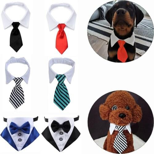 1PC Cute Pet Dog Cat Tuxedo Bow Tie Adjustable Formal Necktie Black Red Collar for Small Medium Dogs and Cat Pet Accessories