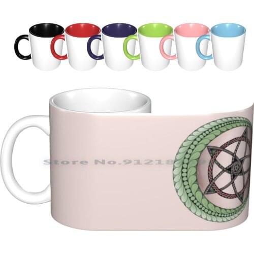 Moon & Star Ceramic Mugs Coffee Cups Milk Tea Mug Moon Crescent Lunar Luna Pentacle Pentagram Floral Goddess Star Celestial