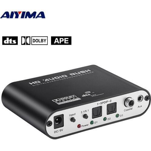 AIYIMA 5.1 Fiber Coaxial Decoder DAC SPDIF Coaxial to Digital Analog Audio Decoder DSP 192KHz 24Bit For Audio Speaker Amplifiers