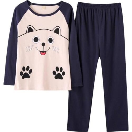 Spring Women Bralette Cartoon Printed Sleepwear Set Female Long-sleeved And Trousers Print Pajamas Set Soft Loose Home Clothes