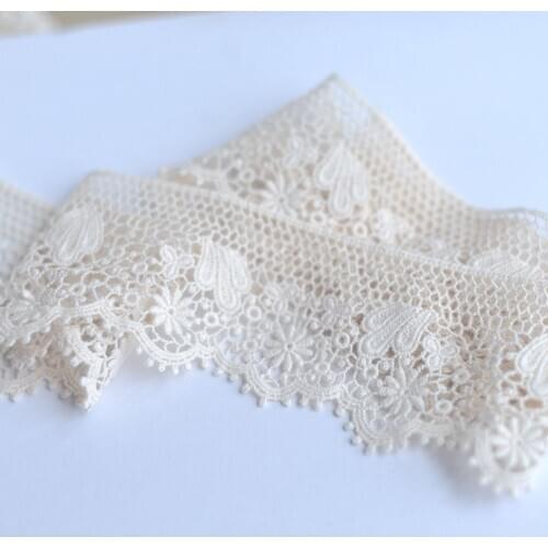 3M 6.3cm wide High-quality beige soft cotton thread water-soluble embroidery lace home clothing clothes accessories X285