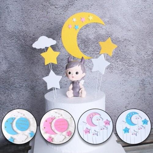Moon Star Cloud Squirrel Cake Topper For Baby Shower Baking Dessert Birthday Decoration Anniversary Supplies Kid Gifts