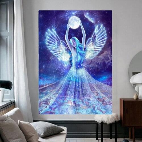 Moon angel diamond mosaic full square round resin diamond painting cross stitch kits 3d diamond embroidery rhinestone cartoon gi