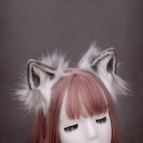 Cute Bendable Plush Fox & Wolf & Cat Ear Hair Hoop Lolita Soft Girl Simulation KC Headband Cosplay Accessories Props Festival