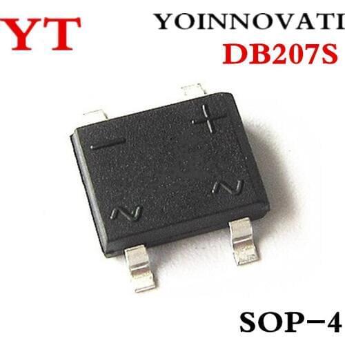 500pcs/lot DB207S DB207 207 SOP-4 2A 1000V Bridge Rectifier Best quality