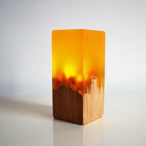 USB key switch table lamp new strange led table lamp Creative Gift resin wood Nightlight Bedside E12 Lightings For Bedroom