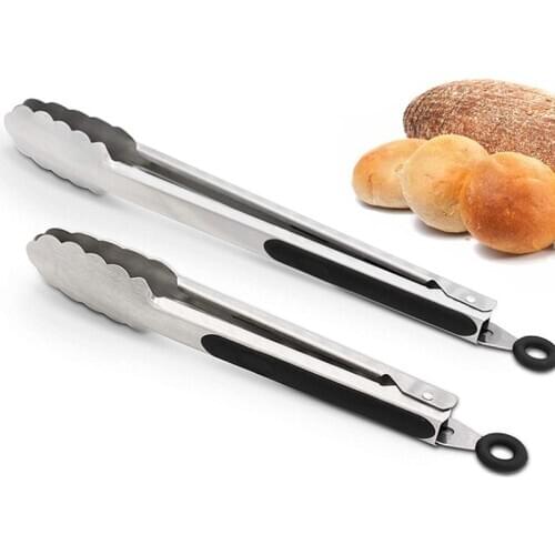 Stainless steel Silicone BBQ Grilling Tong Salad Bread Serving Tong Non-Stick Kitchen Barbecue Grilling Cooking Tong Joint Lock