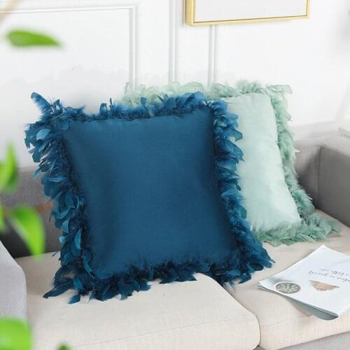 Nordic Faux Feather Velvet Pillow Case Waist Car Bed Sofa Decorative Cushion Cover 45x45cm Pillow Covers Decorative Pillow Case