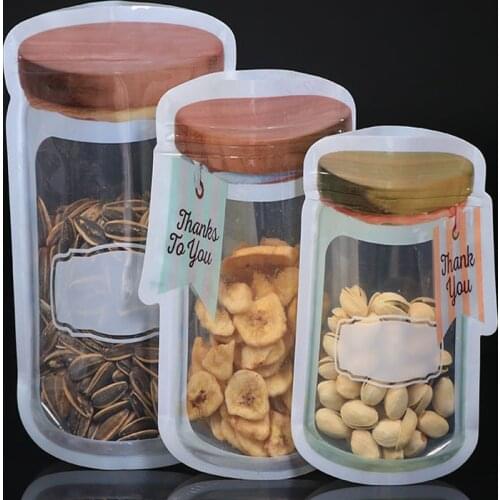 New 10Pcs Reusable Mason Jar Bags Portable Mason Jar Zipper Bags Seal Food Saver Storage Bags Snack Sandwich Ziplock Bags