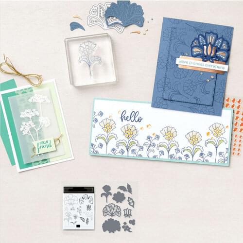 New Plant Flower 2021 Cutting Dies and Stamps Scrapbook Dariy Decoration Stencil Embossing Template Diy Greeting Card Handmade