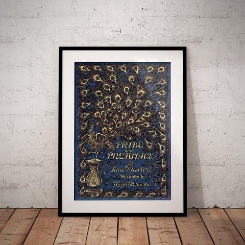 Pride and Prejudice Book Cover Poster Jane Austen Canvas Painting First Edition Peacock Book Wall Picture Art Living Room Decor