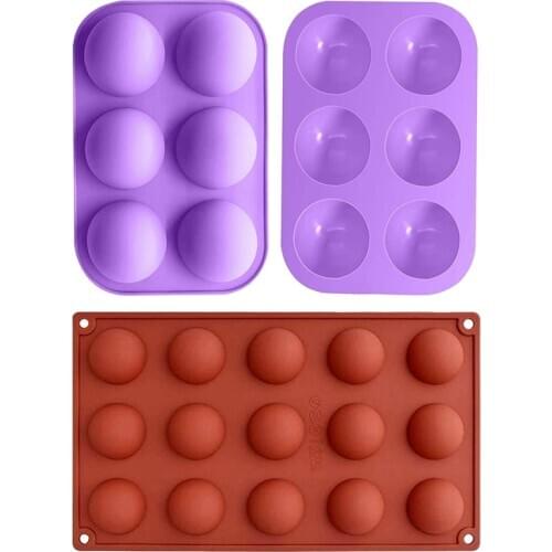 Semi Sphere Silicone Mold, 3 Pack Baking Mold for Making Hot Chocolate Bomb, Cake, Jelly, Candy, Dome Mousse