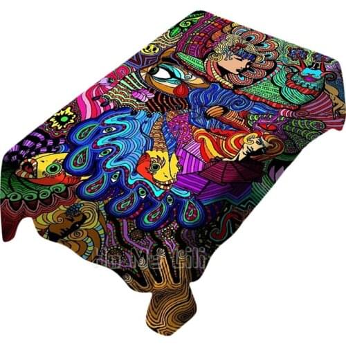 Psychedelic Face Art Design Tablecloth Dining Decoration