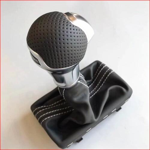 Honeycomb hole AT Shift Knob With Boot Fit DSG Stronic Shift Lever Black lines Dust cover for audi A3