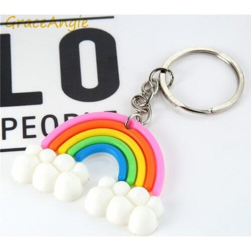 Rainbow Cloudy Charms Keychain Alloy Key Chain Car Key Ring 93*50mm Rainbow Keychains for Women Boho Handmade key Holder Keyring