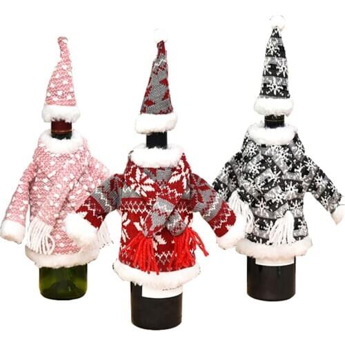 Christmas Gift Wine Bottle Cover Merry Christmas Decoration for Home Christmas Ornaments Xams New Year 2021 Cristmas Eve Decor