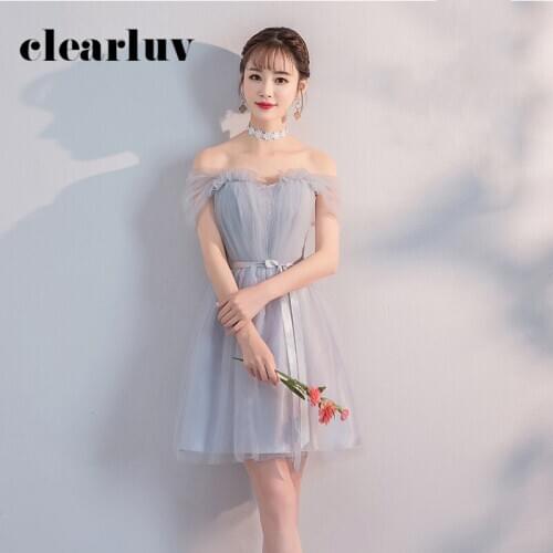 Gray A-Line Bridesmaid Dresses R288 Ruched Elegant Dress O-Neck Half Sleeve Wedding Party Gowns Knee-Length Vestido De Festa