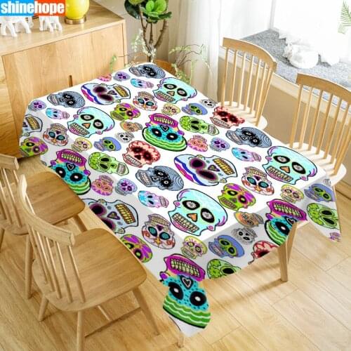 Skull Tablecloth Waterproof Fabric Rectangular Dust-proof Table Cover For Party Home Decor TV Covers