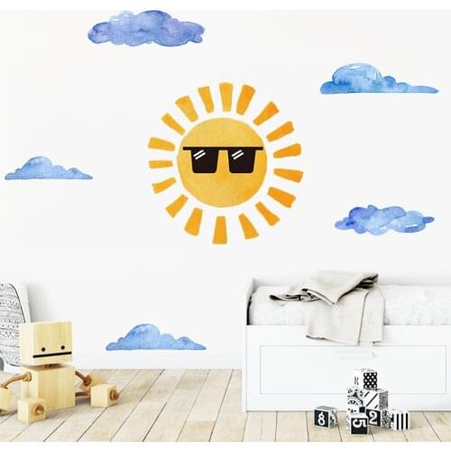 Sunglasses Sun Wall Stickers for Children Kids room Bedroom Wall Decor Vinyl PVC Decals Home Decoration Murals Cartoon Sticker