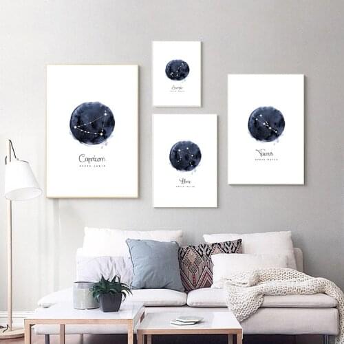Constellation Nursery Wall Art Canvas Poster Prints Astrology Sign Minimalist Watercolor Painting Nordic Kids Decoration Picture