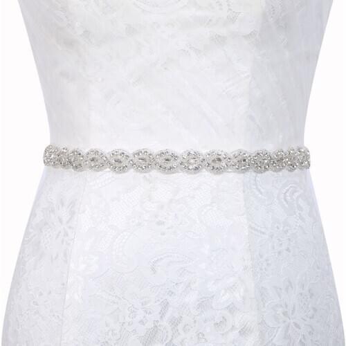 Handmade Crystal Wedding Belts Satin Rhinestone Wedding Dress Belt For Wedding Decoration Bridal Ribbon Sash Belt B29