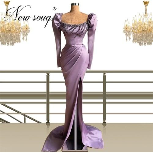 Capped Sleeves Beading Evening Dresses Robes Dubai Party Night 2021 Middle East Formal Prom Dress Split Side Long Reception Gown