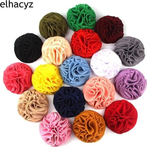 10pcs/lot Cute Solid Color Fabric Flower With/Without Clip Handmade Girls Headwear Baby Headband Hairband DIY Hair Accessories