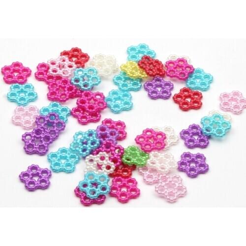 100pcs Mixed Color Flower Craft ABS Resin Half Round Pearls Flatback Cabochon Beads Jewelry DIY Scrapbooking Decoration