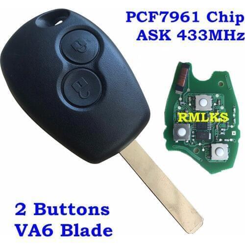 2/3 Buttons Car Remote Key for Renault Megane Modus Clio Kangoo Logan Sandero Duster PCF7961M Chip 433Mhz VA6 Uncut Blade