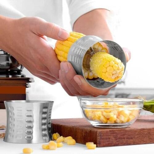 2 Pcs Stainless Corn Peeler Rotating Corn Cob Stripper Tool Corn Thresher for Home Kitchen Corn Stripper Cutter