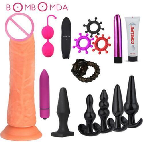 20PCS Sex Toys Kegel Ball Dildo Vibrator For Women Clitoris Stimulator Anal Plug Vagina Balls Time Delay Ring Men Masturbator