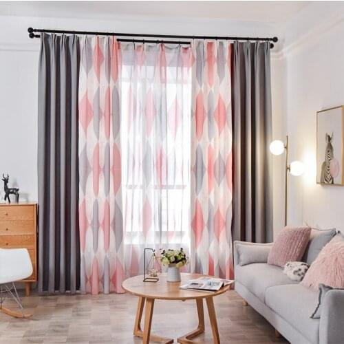Free Custom GYC2507 Gyrohome 1PC Dianond Pattern Splice Solid Color Blackout Curtain "Customised" Window Living Room Dec