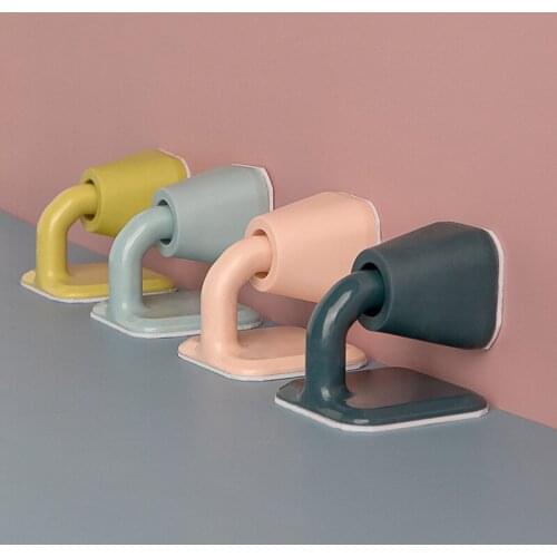 Household Silicone Suction Type Silent Door Stopper Holder Catch Floor Fitting For Home Bedroom Toilet Hardware Wall Protectors