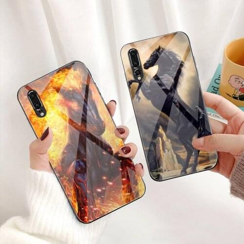 Fire Horses Phone Case Tempered Glass For Huawei P30 P20 P10 lite honor 7A 8X 9 10 mate 20 Pro