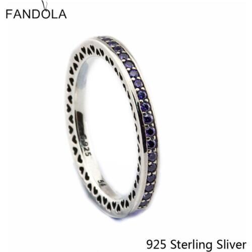CKK 925 Sterling Silver Radiant Hearts Lavender Enamel Rings Original European Style DIY Fashion Jewelry