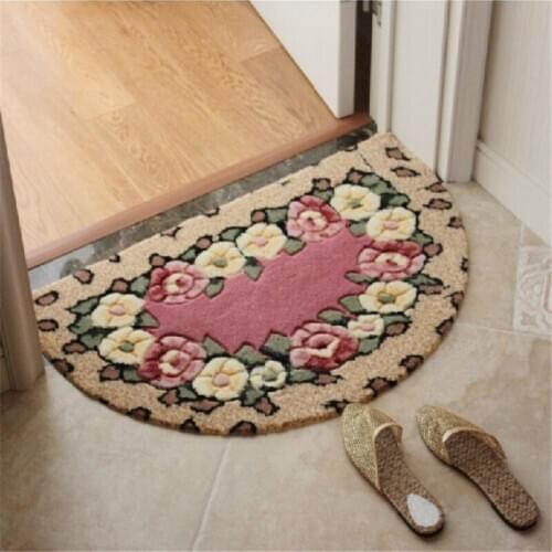 Flower Flocking Indoor Entrance Doormat Anti-slip Latex Bottom Machine Wash Floor Mat Kitchen Bathroom Rug Carpet for Home Decor