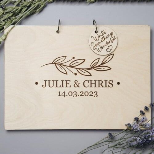 Rustic Wood Wreath Wedding Guest book Photo Albums,Personalize Wooden Photo Album, Baby Shower Rustic Alternative Scrapbook