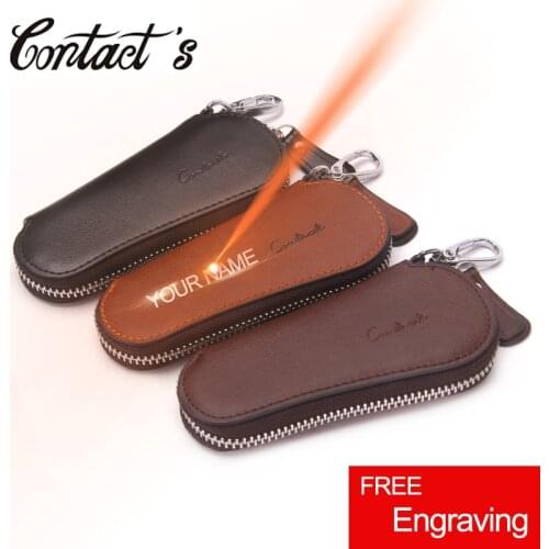 Vintage Key Organizer Real Leather Key Wallet For Men High Quality Car Key Holder Luxury Brand Zipper Around Pillow Housekeeper