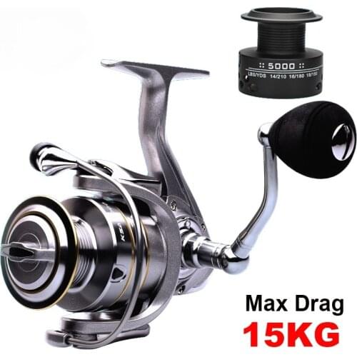 Premium Double Spool Fishing Reel for Saltwater 14+1 BB 5.5:1 Gear Ratio Spinning Reel Bass Carp Fishing Reels Casting Reel