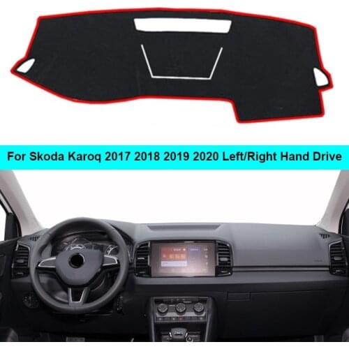 2 Layer Car Dashboard Cover Carpet Cape For Skoda Karoq 2017 2018 2019 2020 Rug Shade Pad Carpet Dashmat Sun Shad Car decoration