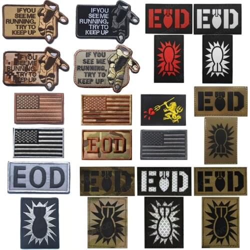 EOD Infrared Reflective IR Patches Emblem Applique Embroidery Badge US Flag Tactical Military Embroidered Patches For Clothing