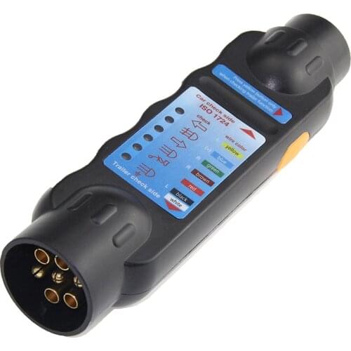 European 7 Pin Trailer Socket Durable 12V Truck Trailer Plug Socket Tester Wiring Circuit Light Test Tool Car Circuit Testing