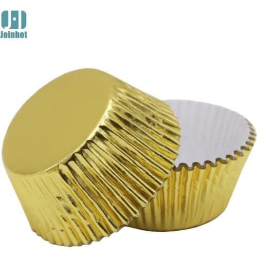 Hot 100 pcs/lot Pure Color Gold Paper Cupcake Liners Cupcake wrappers Cake Decorating Tools Baking Cups