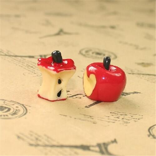 3D Resin Cabochons 10pcs 15mm Kawaii Fruit Apples Environmentally resin Cabochons Clay Charms Girl Hair Jewelry DIY