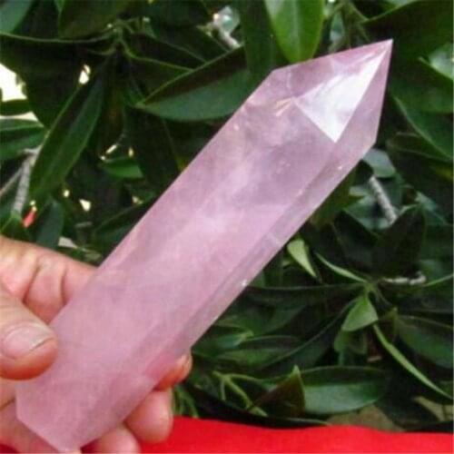 Madagascar mineral crystal, pink crystal pillar, pink crystal setting